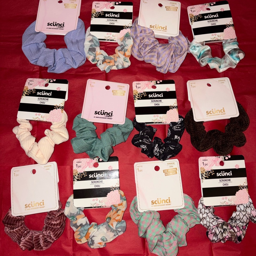 12 Pc Lot Of Scunci Scrunchies Gift Giving, Gift Baskets Girls & Women No Repeat